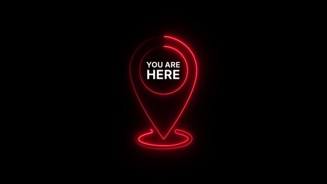 you are here sign icon mark location pointer pin. marker and pointer icon. location indicator. Motion graphics of pin location