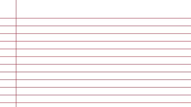 Blank white worksheet exercise book, lined notebook paper, Motion graphics of blank page icon