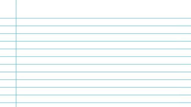 Blank white worksheet exercise book, lined notebook paper, Motion graphics of blank page icon