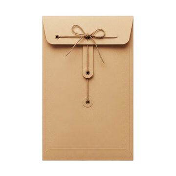 Vintage Kraft Paper Envelope with String Tie isolated on transparent background