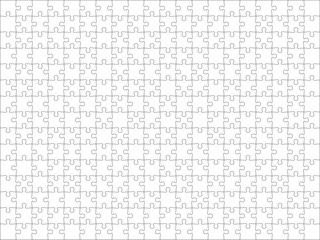 Fototapeta premium Detailed various shapes puzzle grid overlay. Jigsaw puzzle blank template. 20x15 shapes, 300 pieces. Separate matching puzzle elements. Vector png