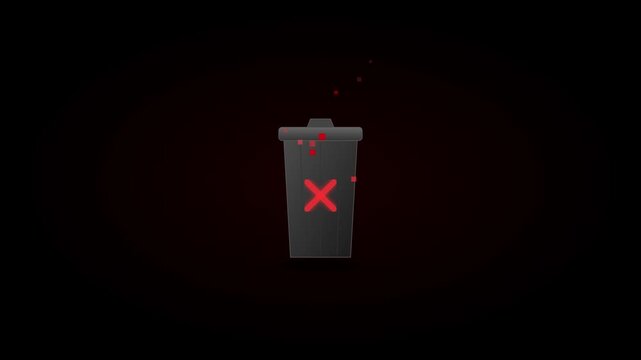 delete trash can icon with dissolving pixel effects