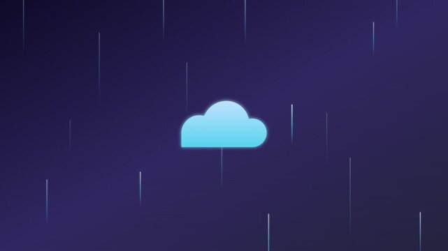 digital cloud storage icon with flowing data streams