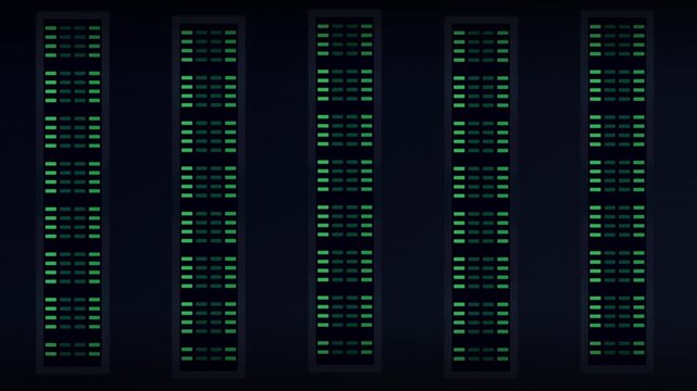digital server farm green tech vector animation