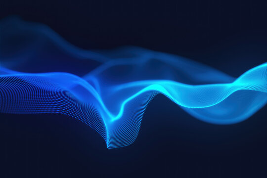 Abstract blue particle wave web network technology background