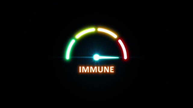 Immune low, text, word level concept.Suitable for weak immunity, low defense, and vulnerable health visuals. 4K video. on transparent background.