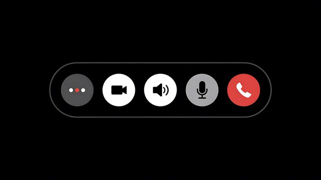 Smartphone video call interface, phone screen icons, communication tools, mobile app