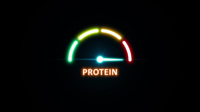Protein low, text level concept.Suitable for minimal nutrient intake, weak diet, and low protein visuals. 4K video. on transparent background.