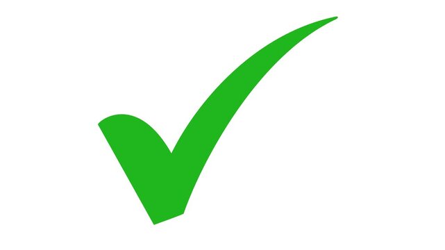green check mark transparent background . 4K video. on transparent background.