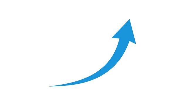 blue curved graph with arrow file type. 4K video. on transparent background.