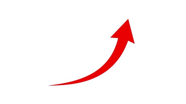 red curved graph with arrow file type. 4K video. on transparent background.
