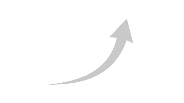 grey curved graph with arrow file type. 4K video. on transparent background.