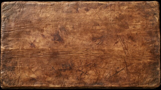 Old, worn brown leather showed light and dark spots, with marks that told its story.