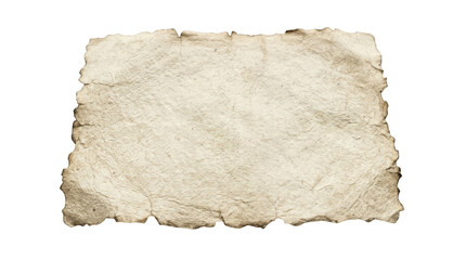 Fototapeta premium Old vintage paper sheet with burnt edges isolated on transparent background