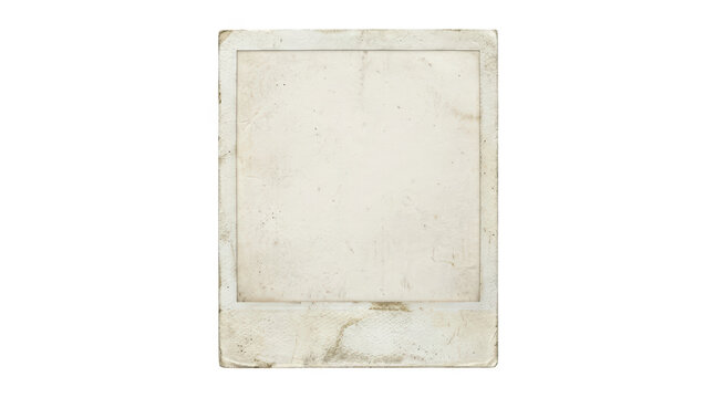 Old vintage polaroid photo frame with grunge texture isolated on transparent background