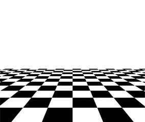 Naklejka premium Abstract Checkered Floor Pattern with Perspective View and White Background