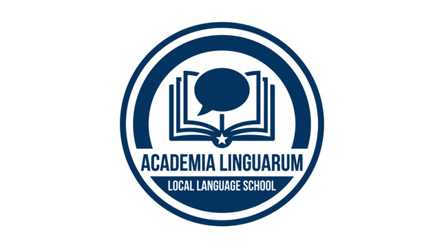 Circular education logo for international language school academy.