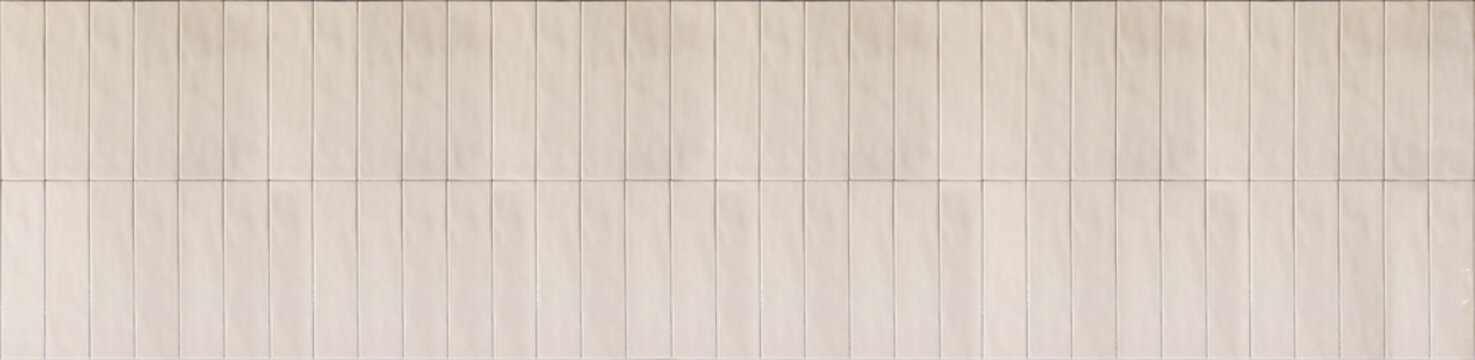 Taupe ceramic finger tiles in a seamless vertical linear stack layout