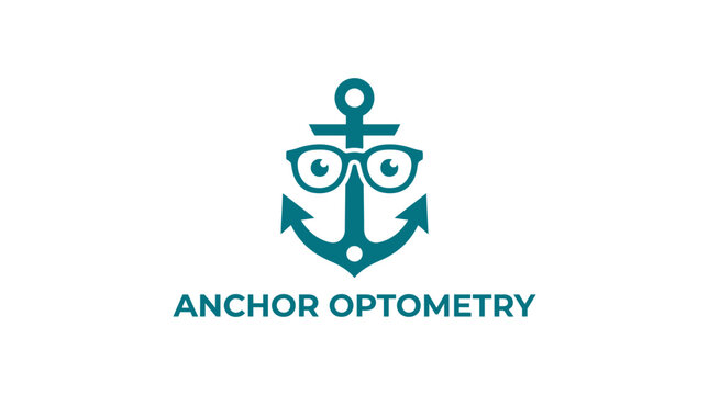 Creative nautical anchor logo combined with eyeglasses.
