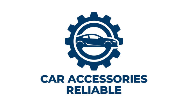 Car Accessories Reliable logo with car inside a gear.