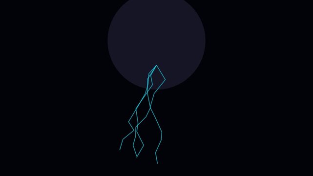 Abstract lightning bolt striking dark moon animation 4k strike