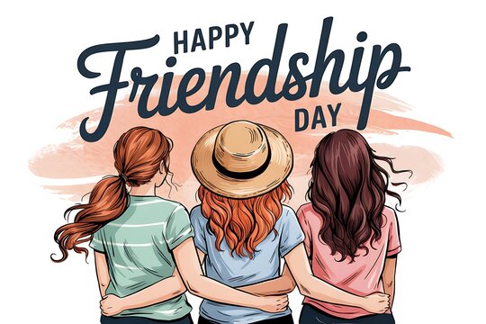 Happy friendship day celebration with three friends