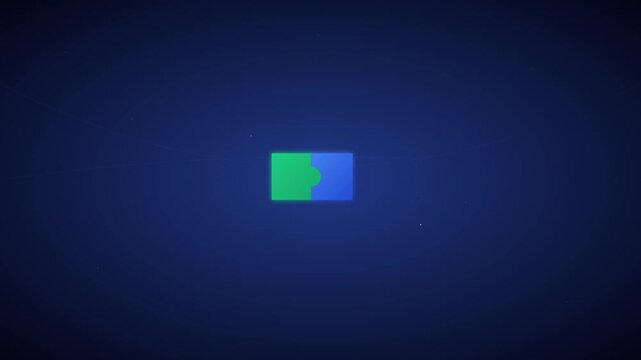 fitting puzzle icon on connected logic node background