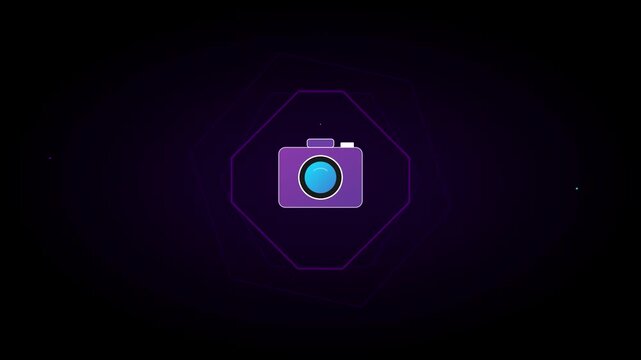 flashing camera photography icon with abstract shutter frames
