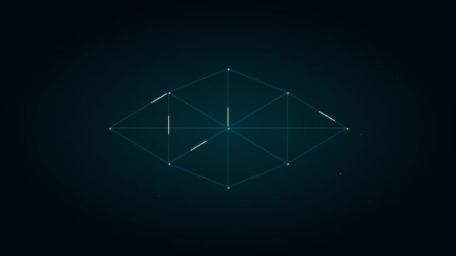 flat tech vector brain firing loop cyan