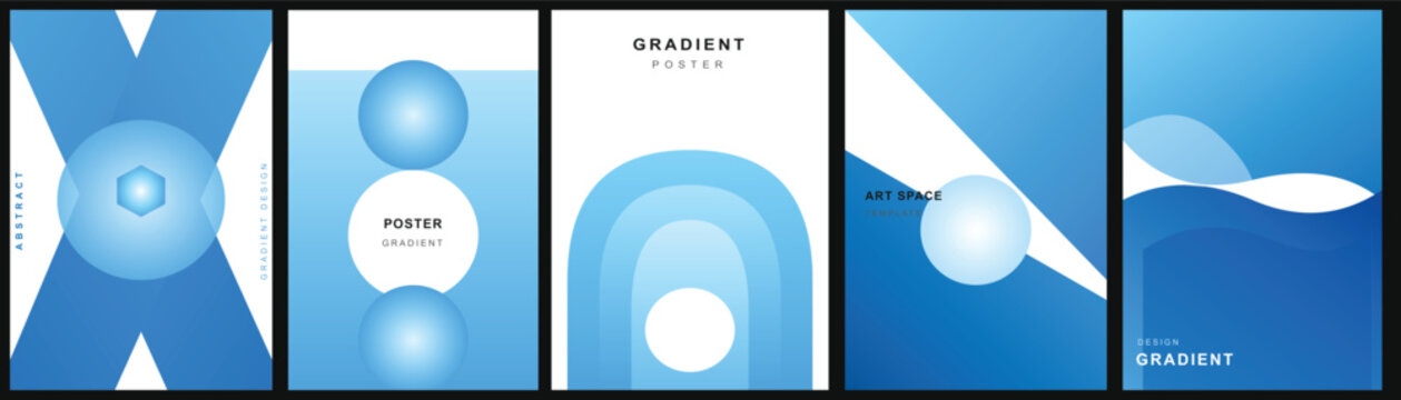 Blue gradient vector abstract geometric cover design template brochure flyer poster background social media presentation website app UI branding