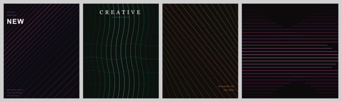 Minimalist geometric line pattern background vector template abstract texture dark banner poster flyer social media website app UI branding