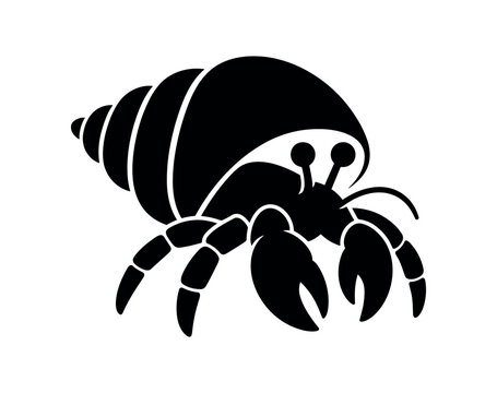 Hermit crab icon. Hermit crab, crab, shell, crustacean, seaside, beach. Marine life, coastal creature, ocean animal. Flat vector illustration isolated on white background.
