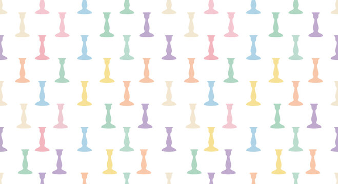 Seamless Pattern of Pastel Candlesticks on White Background