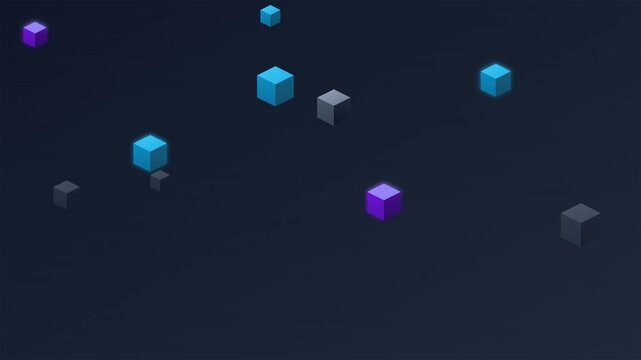floating isometric blocks tech abstract vector animation