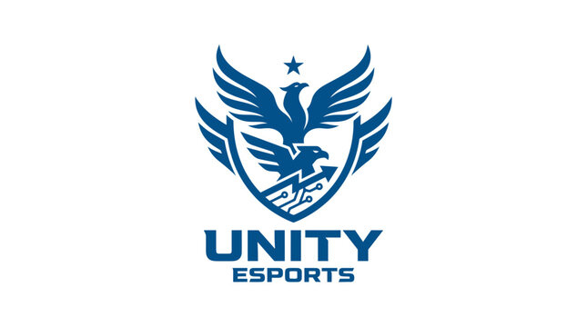 Blue eagle shield logo for gaming and esports competition.