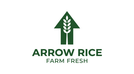 Green upward arrow logo containing a stalk of grain. © christina