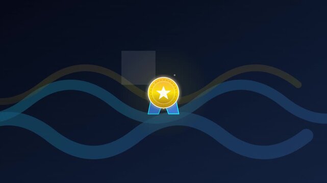 Floating Medal Quality Icon With Ribbon Motion Glow