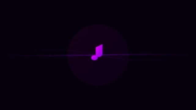 Floating Music Note Icon With Rhythmic Purple Soundwaves
