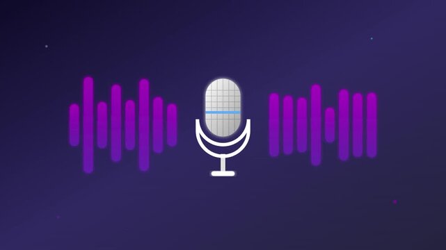 Floating Microphone Podcast Icon With Audio Level Bars
