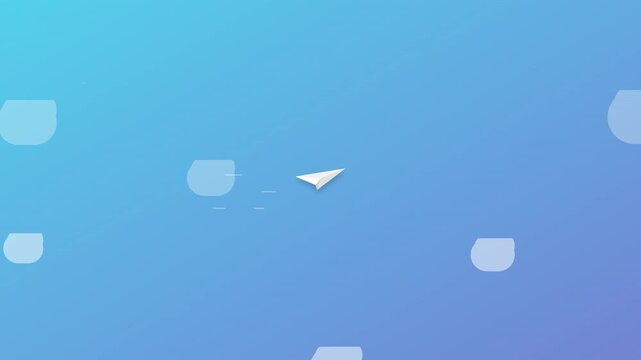 floating paper plane icon travel creative sky blue