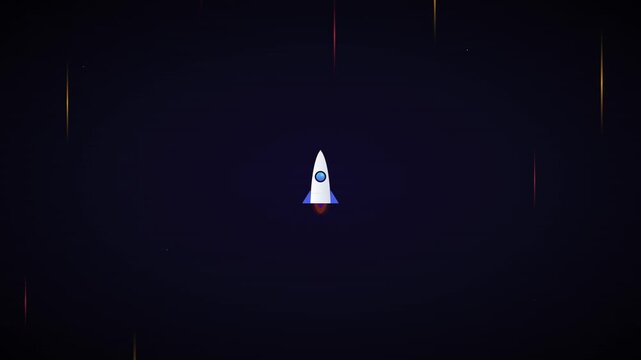 floating rocket launch dynamic space travel vector animation