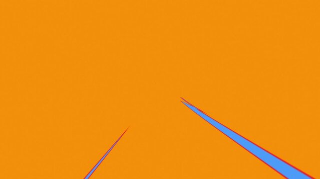 Blue and red speed lines moving on vibrant orange background