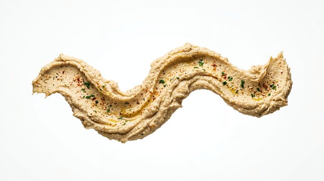 Gourmet Chickpea Hummus Spread Swirl with Olive Oil and Paprika Spices Isolated on a Pure White Background Healthy Dip