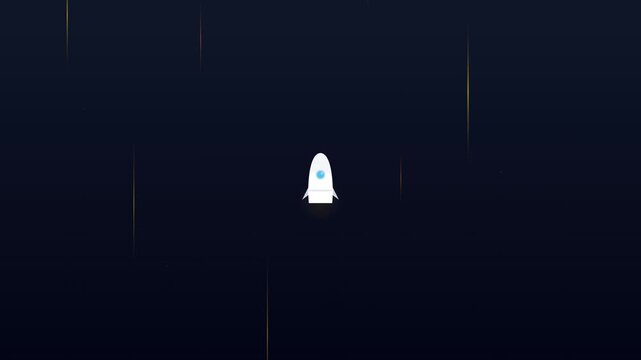 flying rocket icon with fiery orange particle streaks