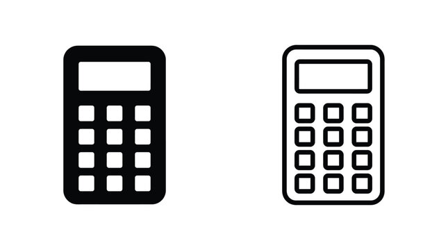 Calculators Black Line Icons On White Background
