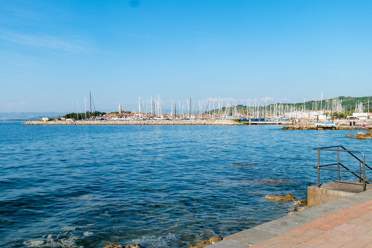 Marina and Adriatic Coast View in Izola Slovenia