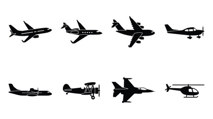 Airplane Silhouettes On White Background Flat Vector Illustration © Soniya