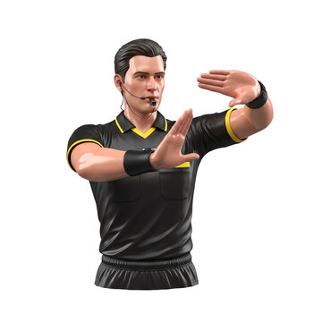Referee Making Timeout Signal in Sports Game, Isolated on White Background