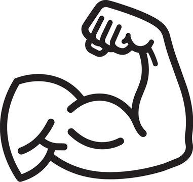 Flexing Bicep Arm Muscle Icon Black Line Art Illustration