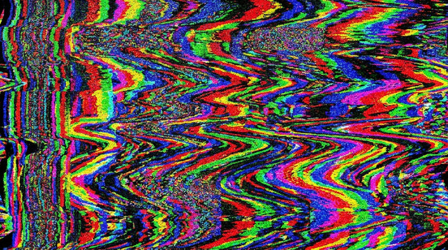 Vibrant digital television interference texture with colorful glitch art